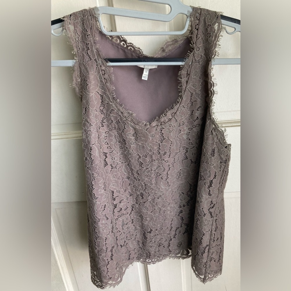 Joie Cina Lace Tank Top, Taupe